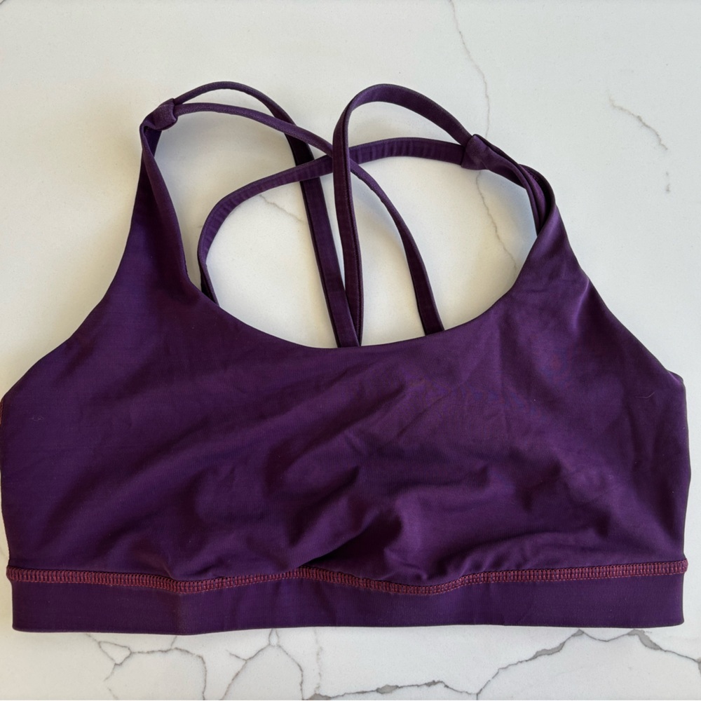 lululemon athletica energy bra purple with contrasting sitching